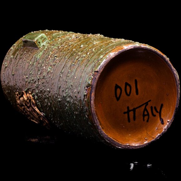 Vintage 1960’s MCM Bitossi Aldo Londi Rimini Green Pottery Vase # 001/35 - Picture 3 of 13